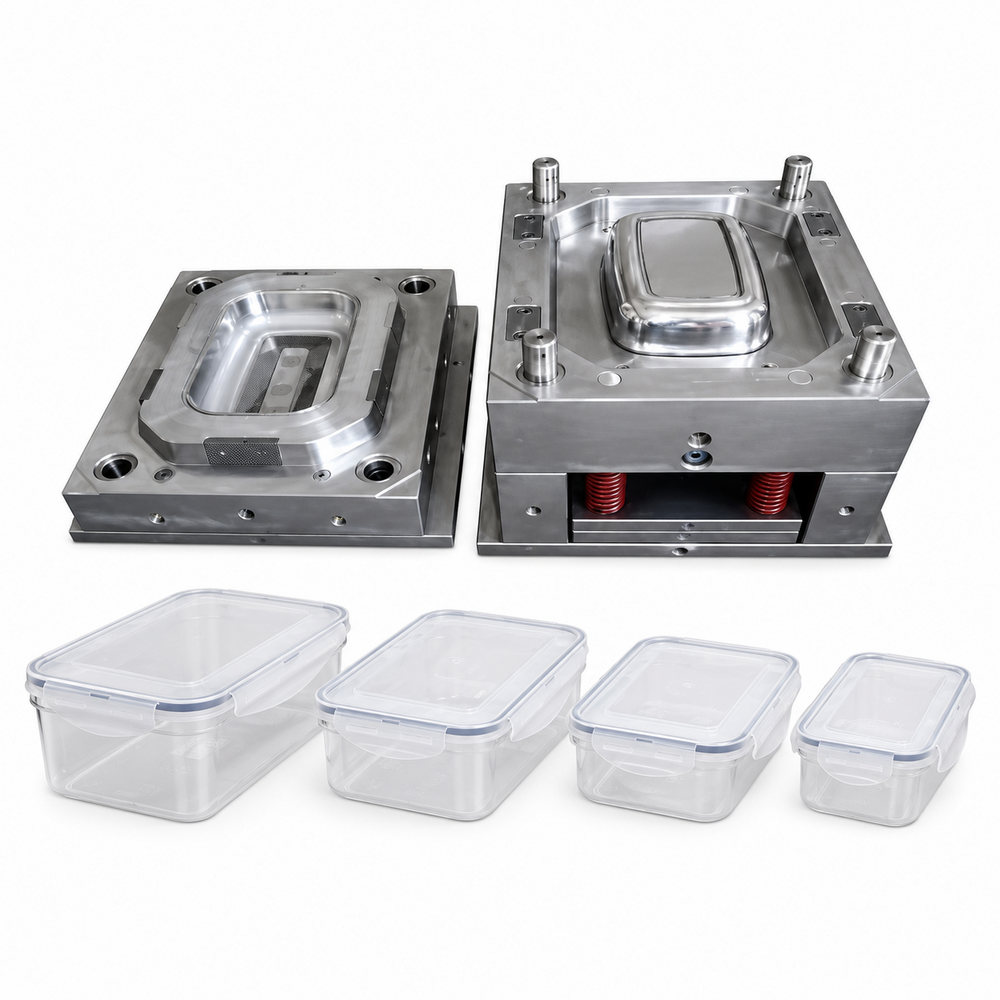 Plastic Tiffin Mould - Durable Steel, Die-casting Precision, Silver Color, Industrial Use, Warranty Available