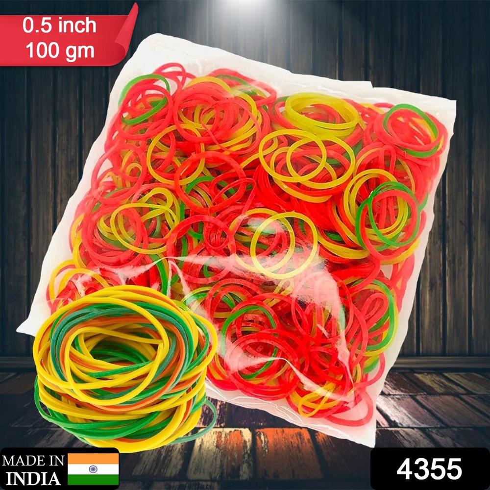 Multicolor Rubber Bands Elastic & Reusable for Office & Home (0.5 Inch / 100GM)