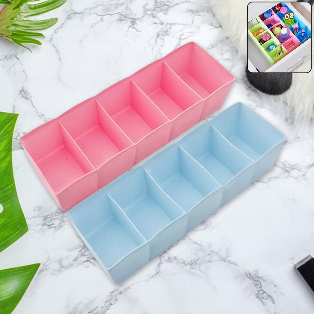 5 Compartments Socks / Handkerchief / Underwear Storage Box (pack Of 2) - Application: As Per Product Requirement