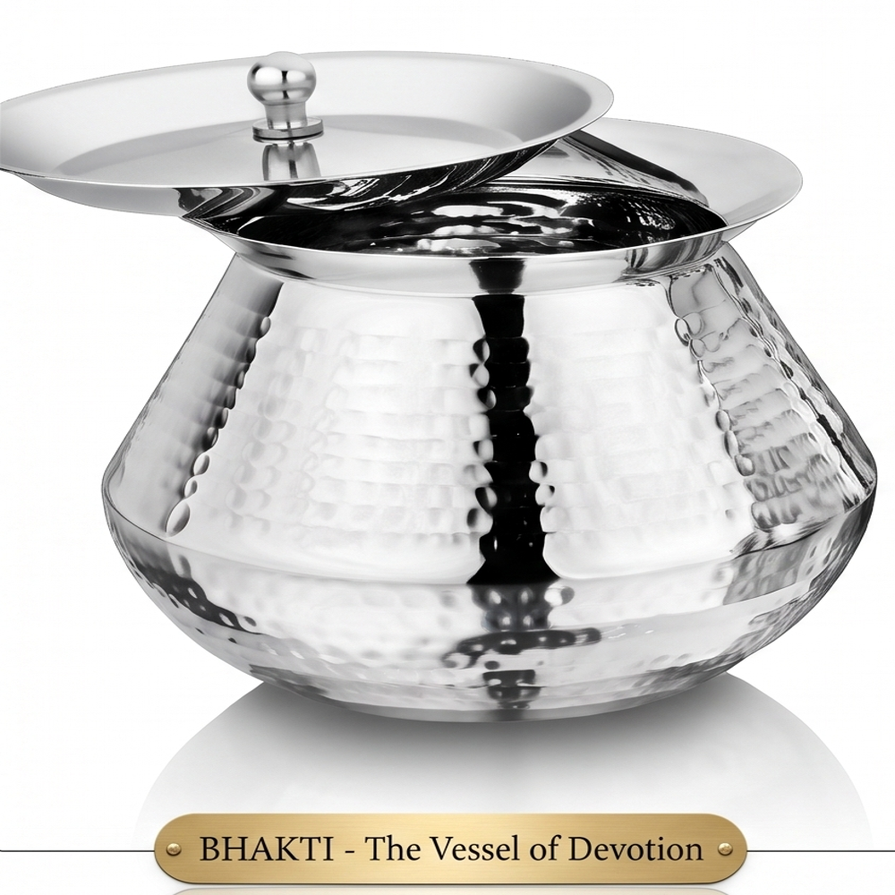 Premium Stainless Steel Bhakti Serving Handi No.1 | Hammered Finish Servingware by Green Apple | Wholesale