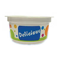 80q 100ml Ice Cream Plain Cup - Food Grade Plastic, 100ml, White With Multicolor Dots | Disposable, Stackable, Recyclable
