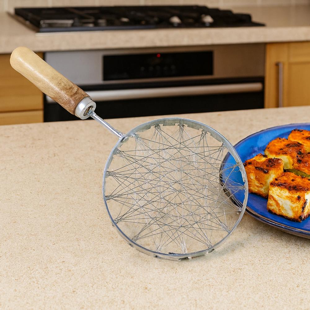 Stainless Steel Wire Skimmer With Wooden Handle (1 Pc) - Color: Home & Kitchen