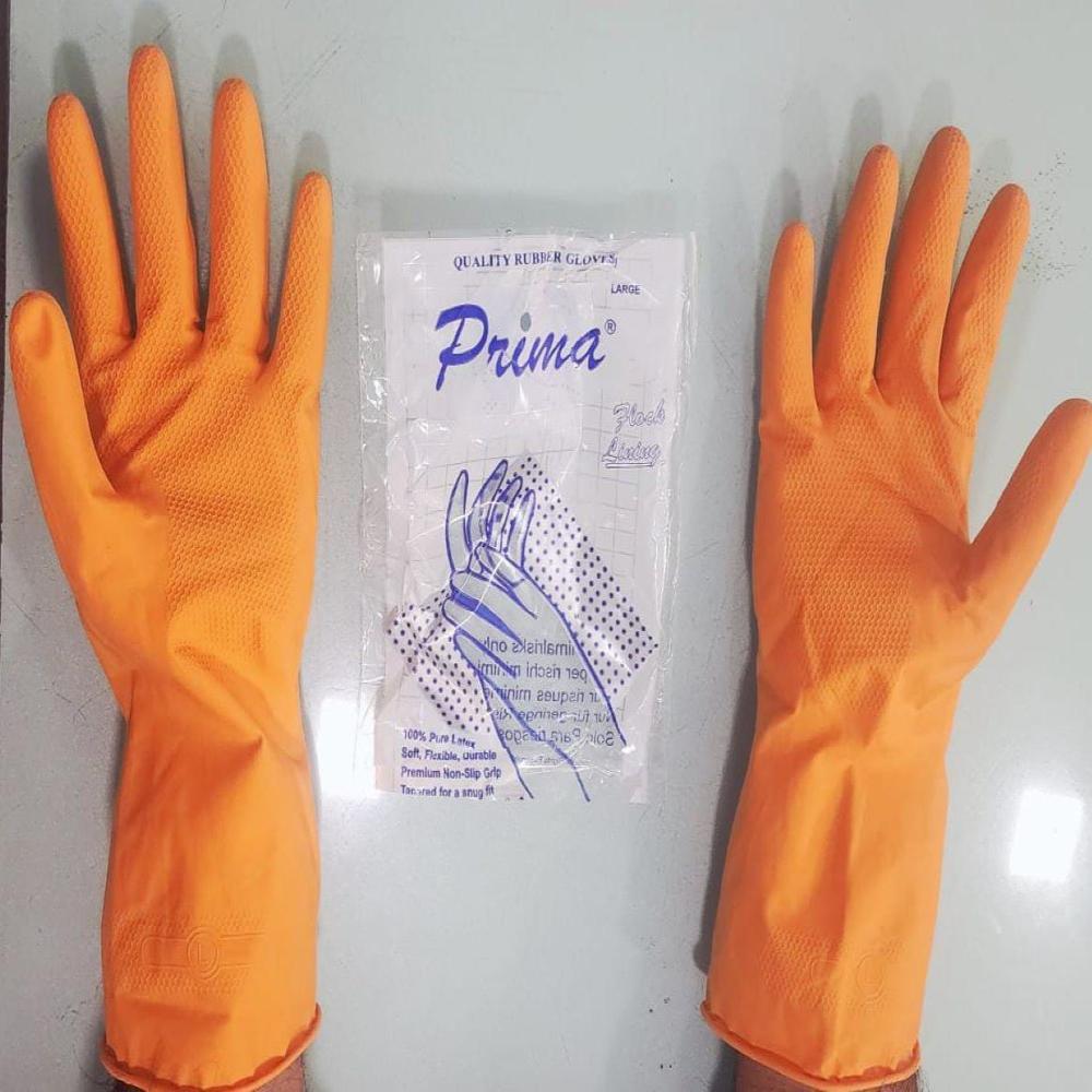 Prima Orange House Hold Rubber Gloves