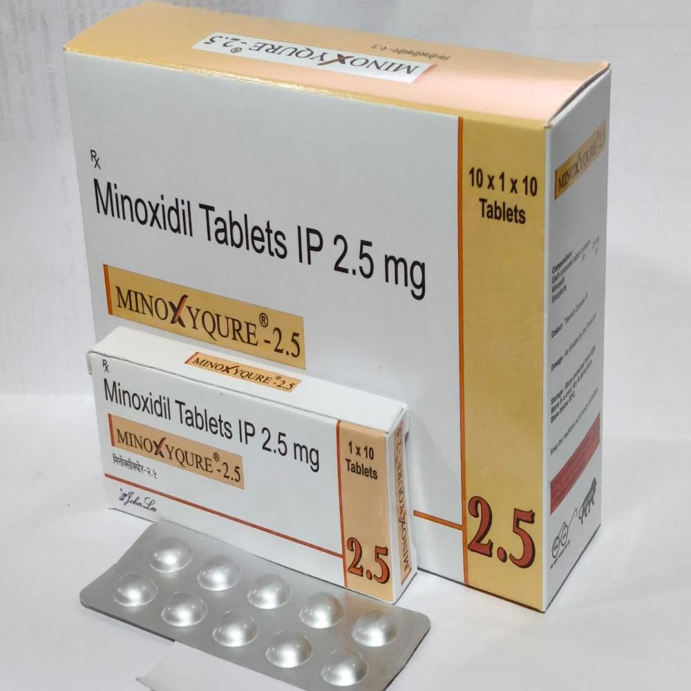 Minoxyqure 2.5mg Tablet - White Round, Aluminum Strip | Minoxidil 2.5mg, For Hypertension & Alopecia