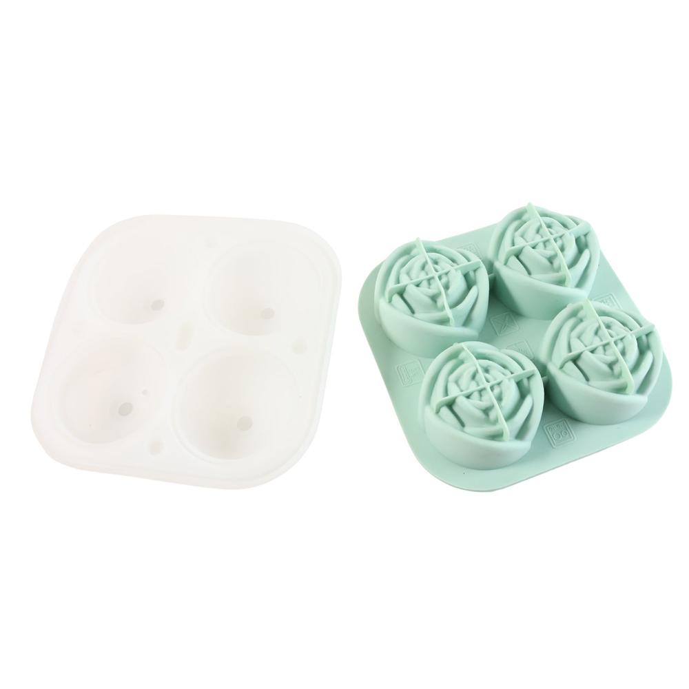 4-Grid Rose-Shape Ice Cube Tray Mold with Lid