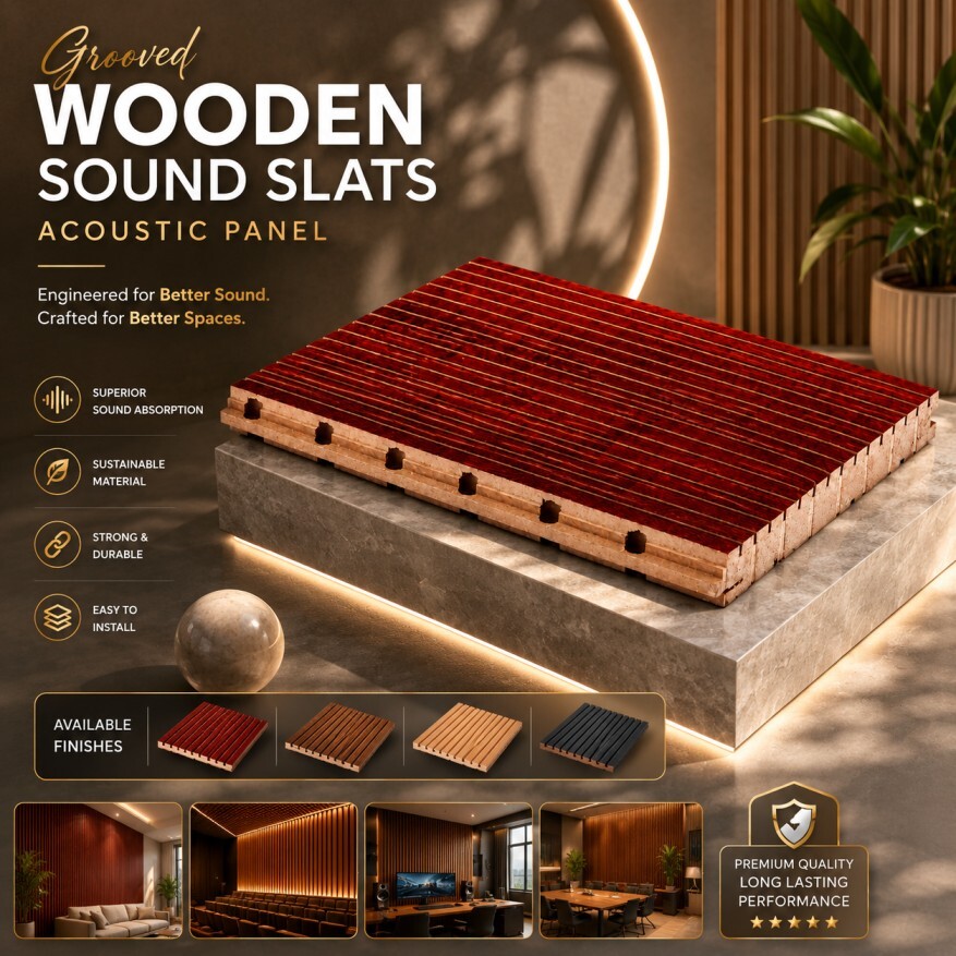 Wooden Slat Acoustic Wall Panels for Auditorium ,