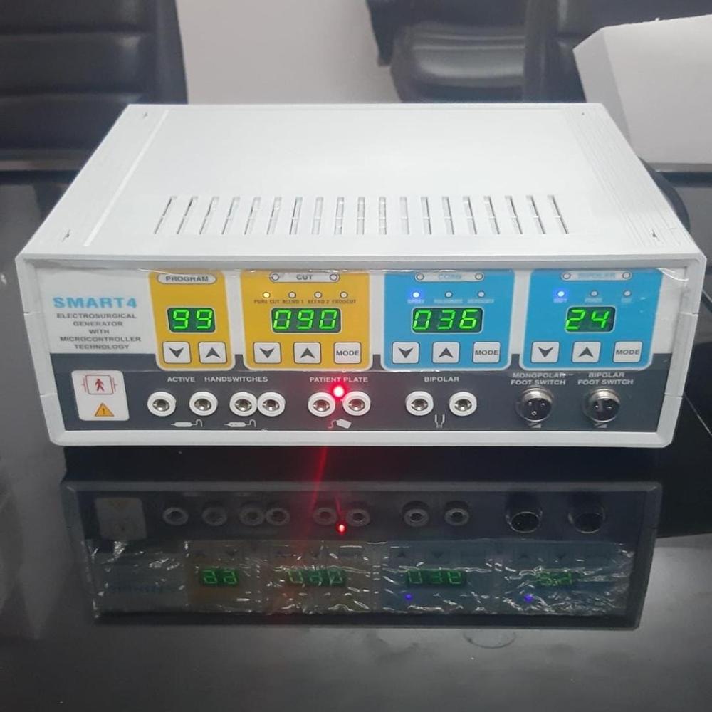 Electrosurgical Cautery Machine - Powder Coated Metal, 410x355x155mm, Blue Yellow | 400w, 3 Output Modes, Monopolar Bipolar, Led Indicator