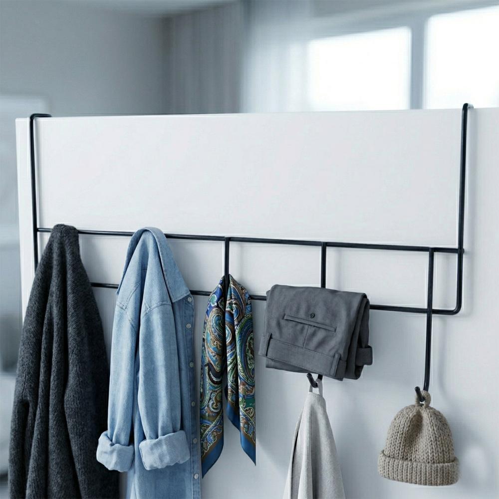 Premium Over The Door Metal 5 Hook Rack 1 Pc - Color: Home Improvement