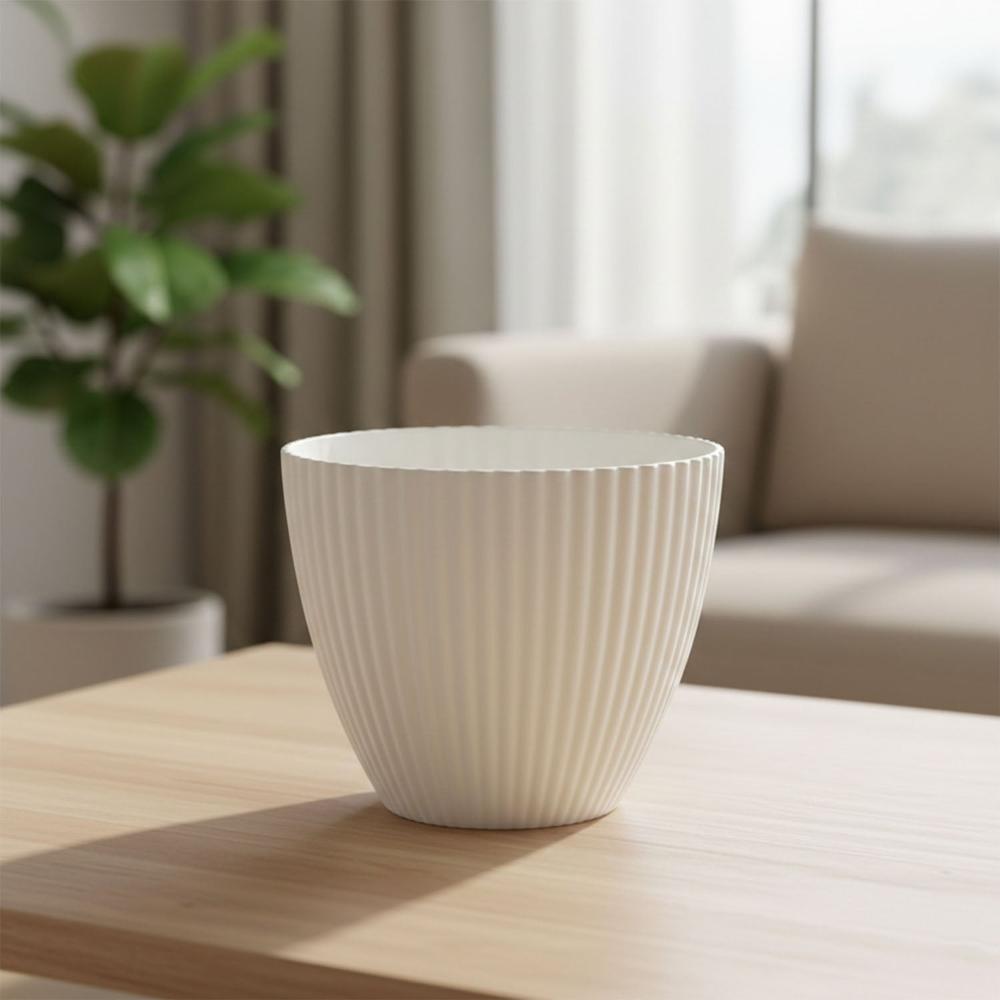 Premium White Ribbed Decorative Flower Pot (1 Pc) - Application: As Per Product Requirement