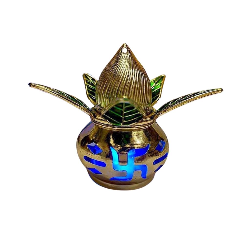 Gold Plated Eco-Friendly LED Kalash for Pooja Mandir, Ganesh (1 Pc / Multicolor LED)