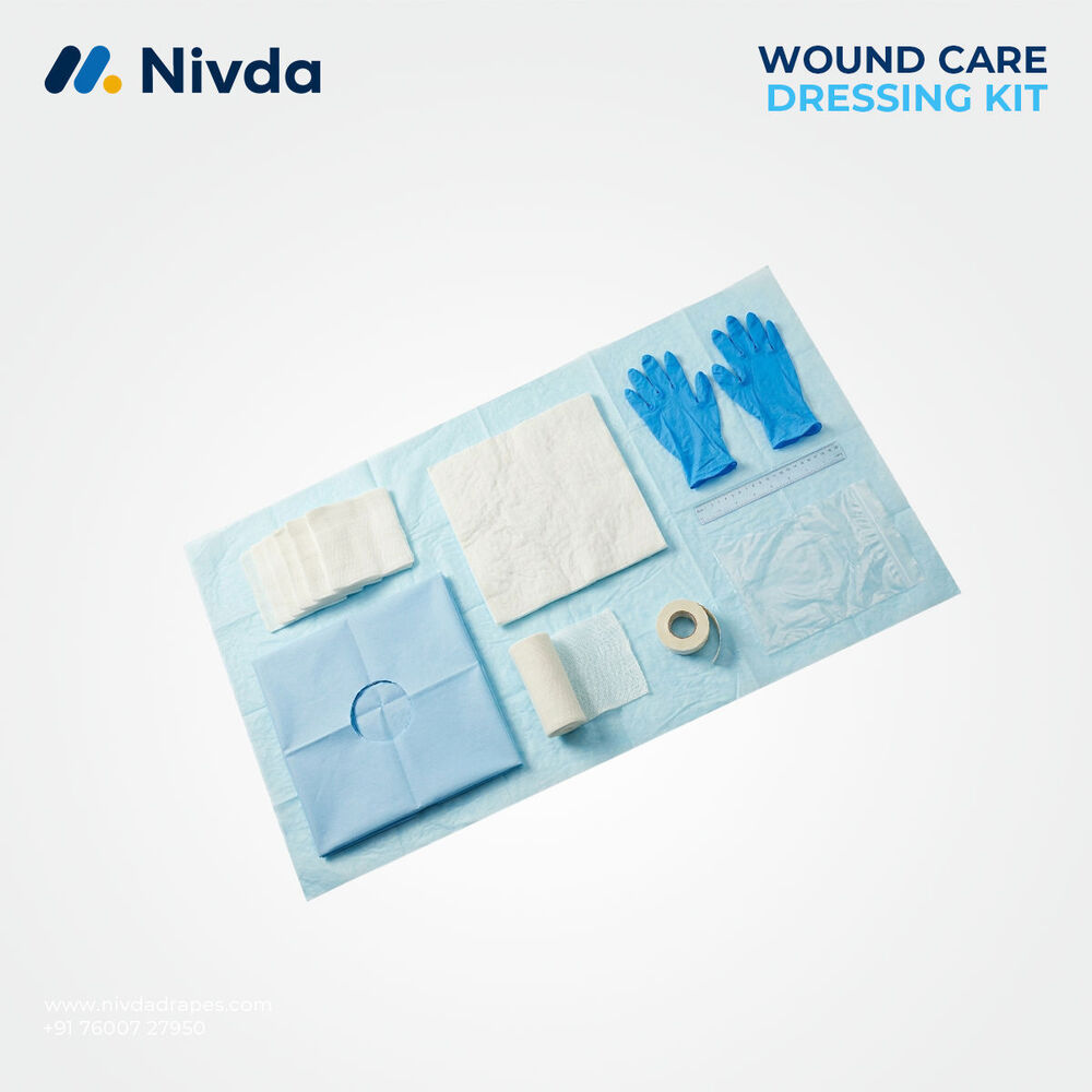 Wound Care Dressing Pack - Non-woven Fabric, 30x20x4 Cm, Blue White | Sterile, Disposable, Ready-to-use, Complete Dressing Kit