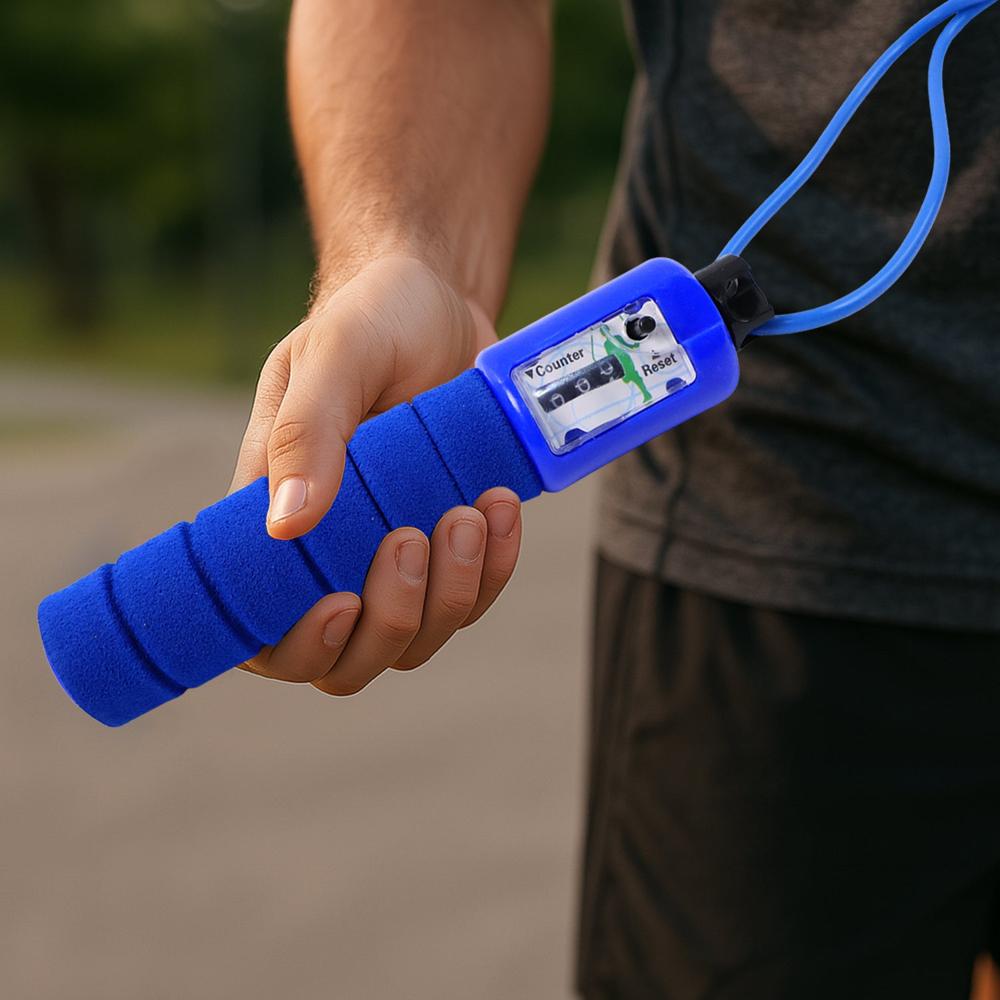 Adjustable Skipping Rope with Digital Jump Counter and Foam Grip Handles (1 Pc)
