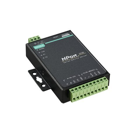 moxa NPort 5200 Series 2-port device server with 1 RS-232 port and 1 RS-422-485 port