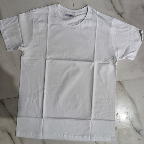White Cotton Round Neck T Shirt