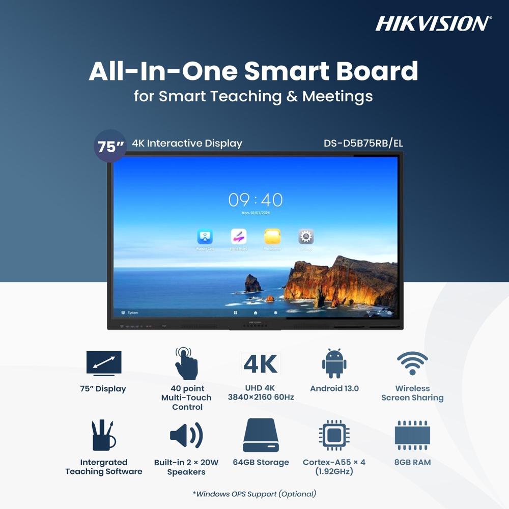 DS-D5B75RB/EL 75-inch 4K Interactive Flat Panel Display