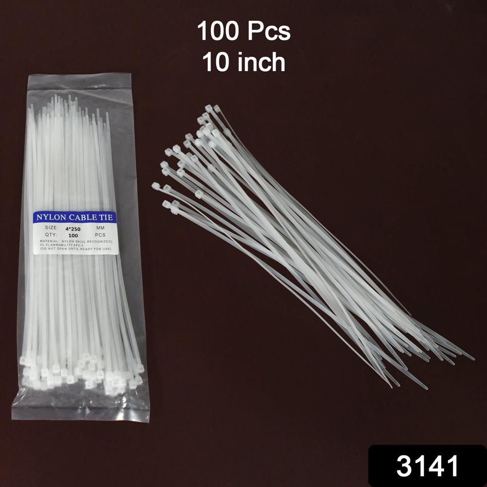 10Inch Nylon Self Locking Cable Ties, Heavy Duty Zip Wire Tie. Pack 100 - Black