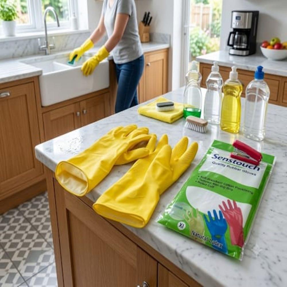 Senstouch Yellow House Hold Rubber GLoves