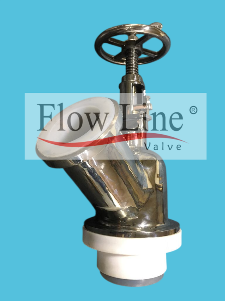 Fep Lined Flush Bottom Valve - Fep Lining 3-5 Mm Thickness, Mild Steel Material | Medium Pressure, Painted Surface, 1 Year Warranty