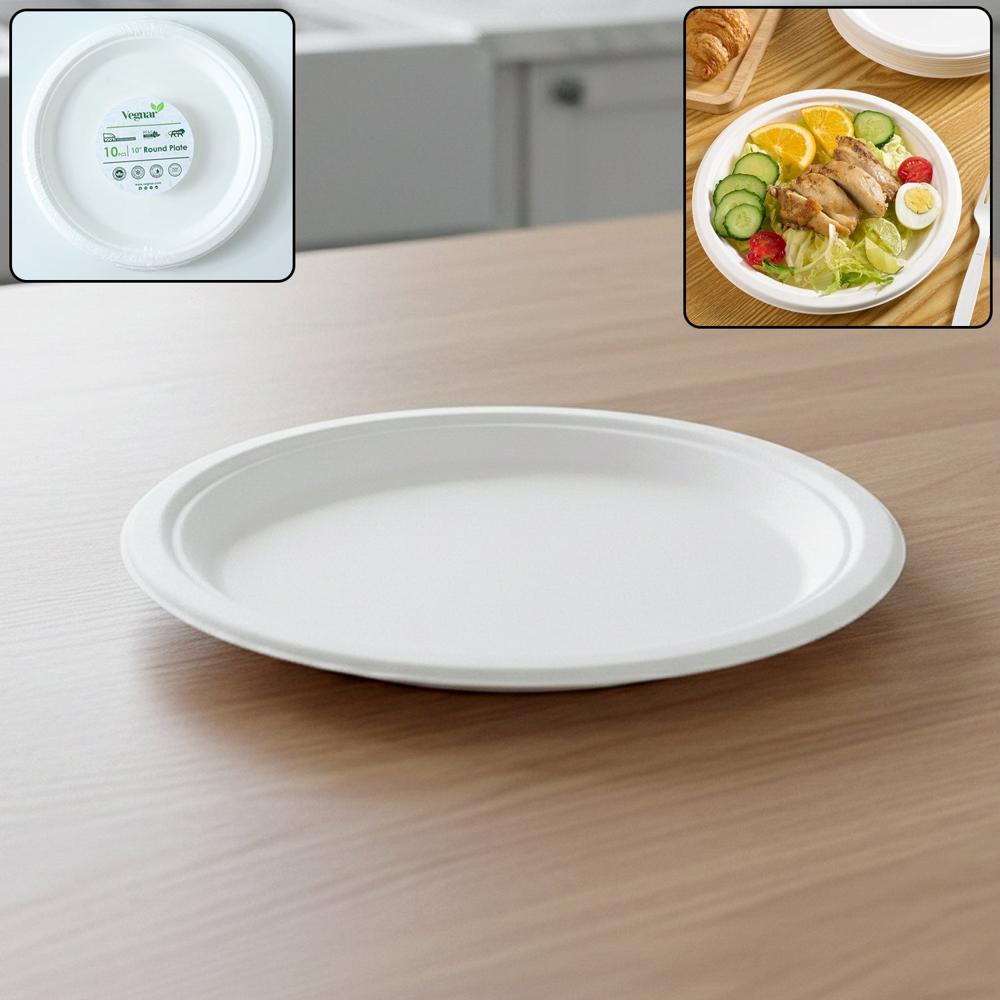 Vegnar Disposable Round Food Serving Plate (10 Pc) - Application: As Per Product Requirement