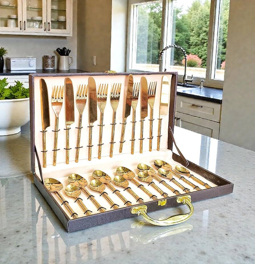 Brass Cutlery Set - Shape: Round / Traditional