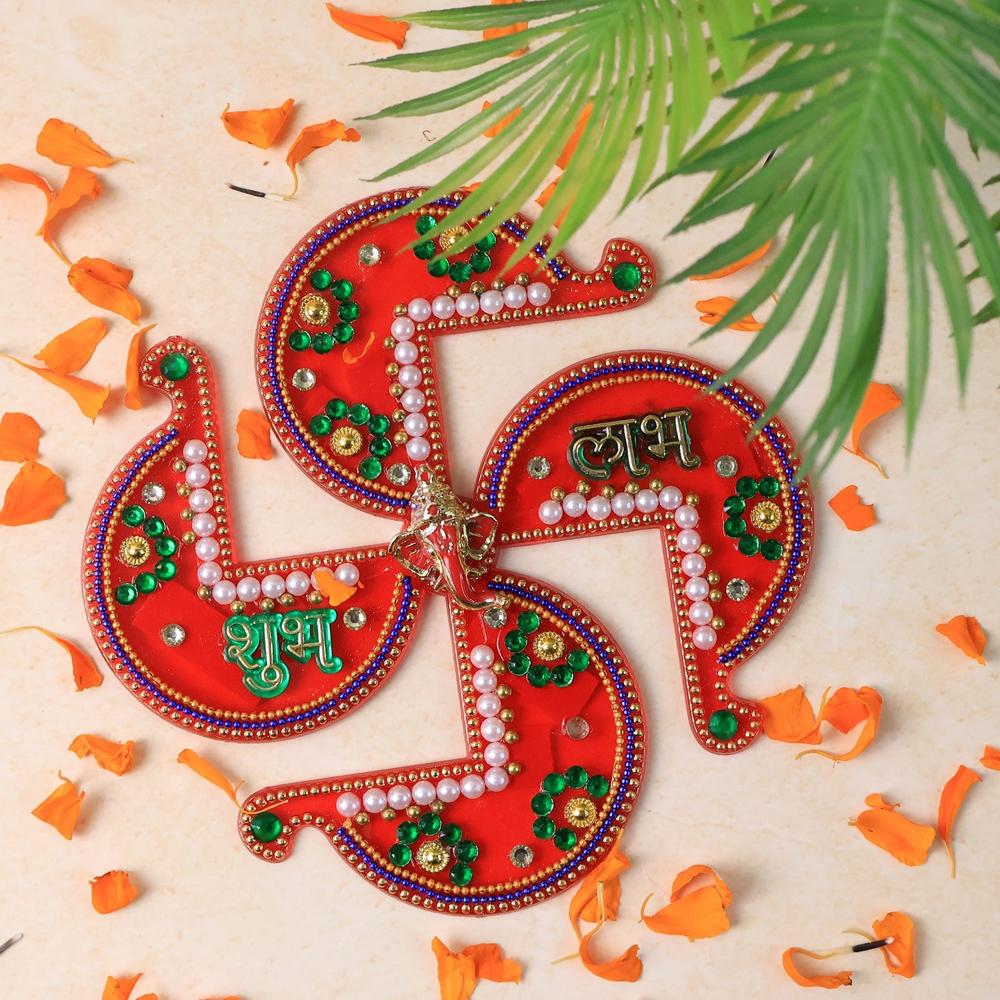 Acrylic Swastik Shubh Labh Wall Hanging (1 Pc)