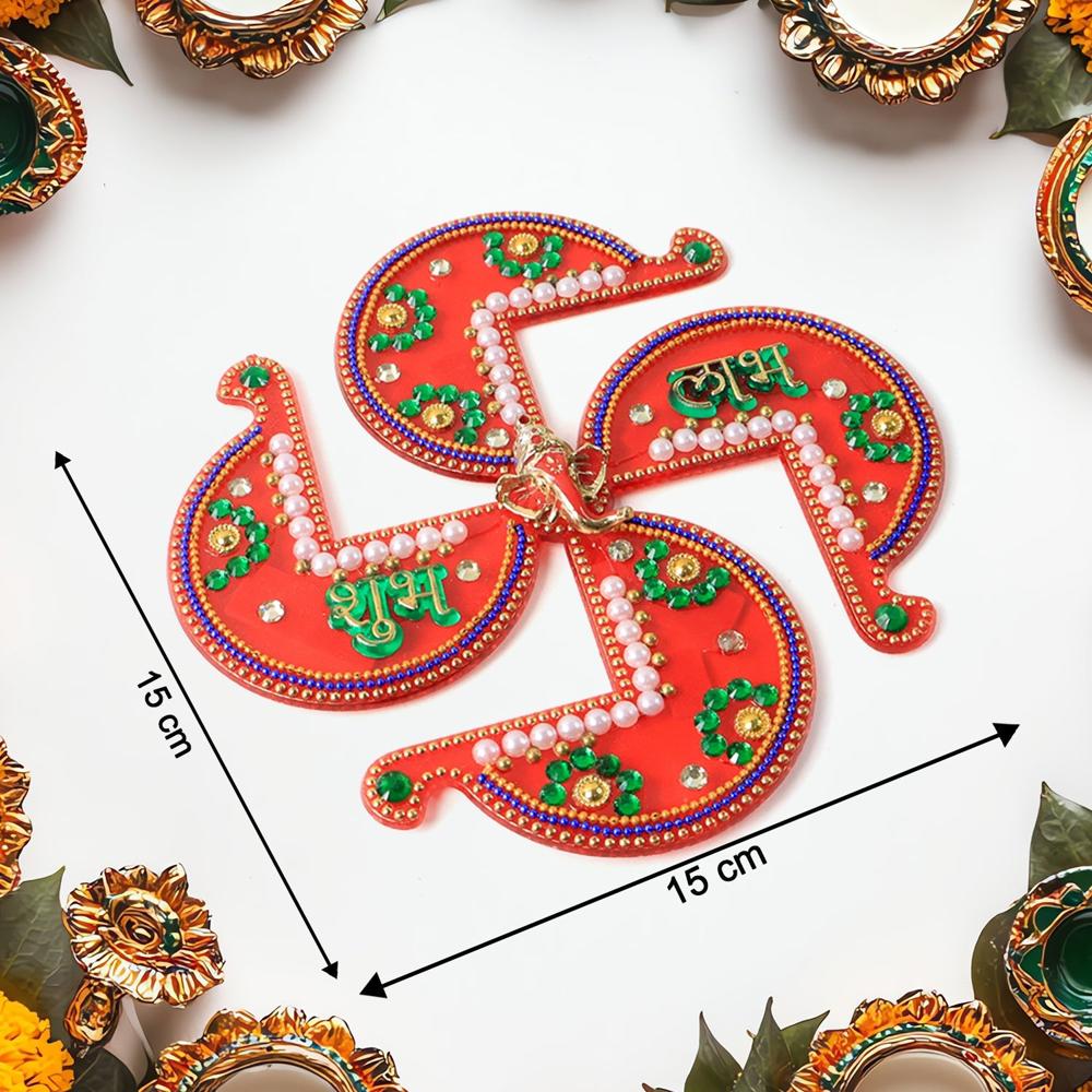 Acrylic Swastik Shubh Labh Wall Hanging (1 Pc)