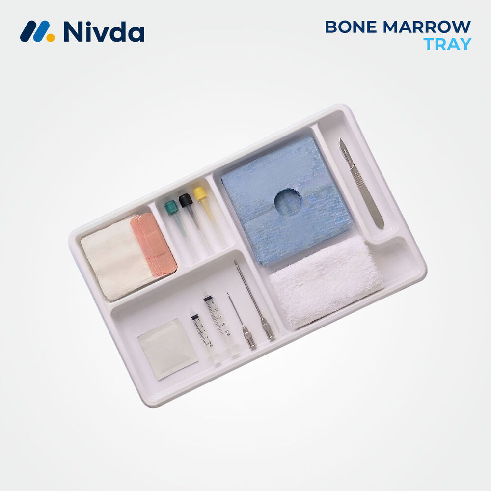 Aspiration Tray - Medical Grade Plastic & Stainless Steel, 20x12x3 Cm, White With Multi-colored Components, Sterile Single-use Kit