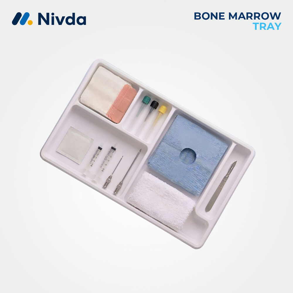 Aspiration Tray - Medical Grade Plastic & Stainless Steel, 20x12x3 Cm, White With Multi-colored Components, Sterile Single-use Kit