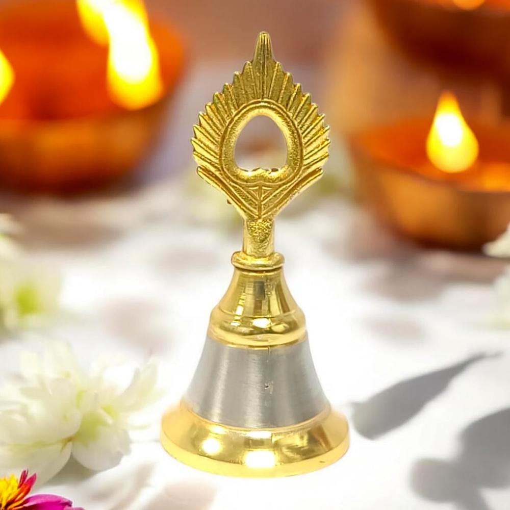 Brass and Steel Temple Ghanti (Pooja Bell) Decorative Spiritual Accessory