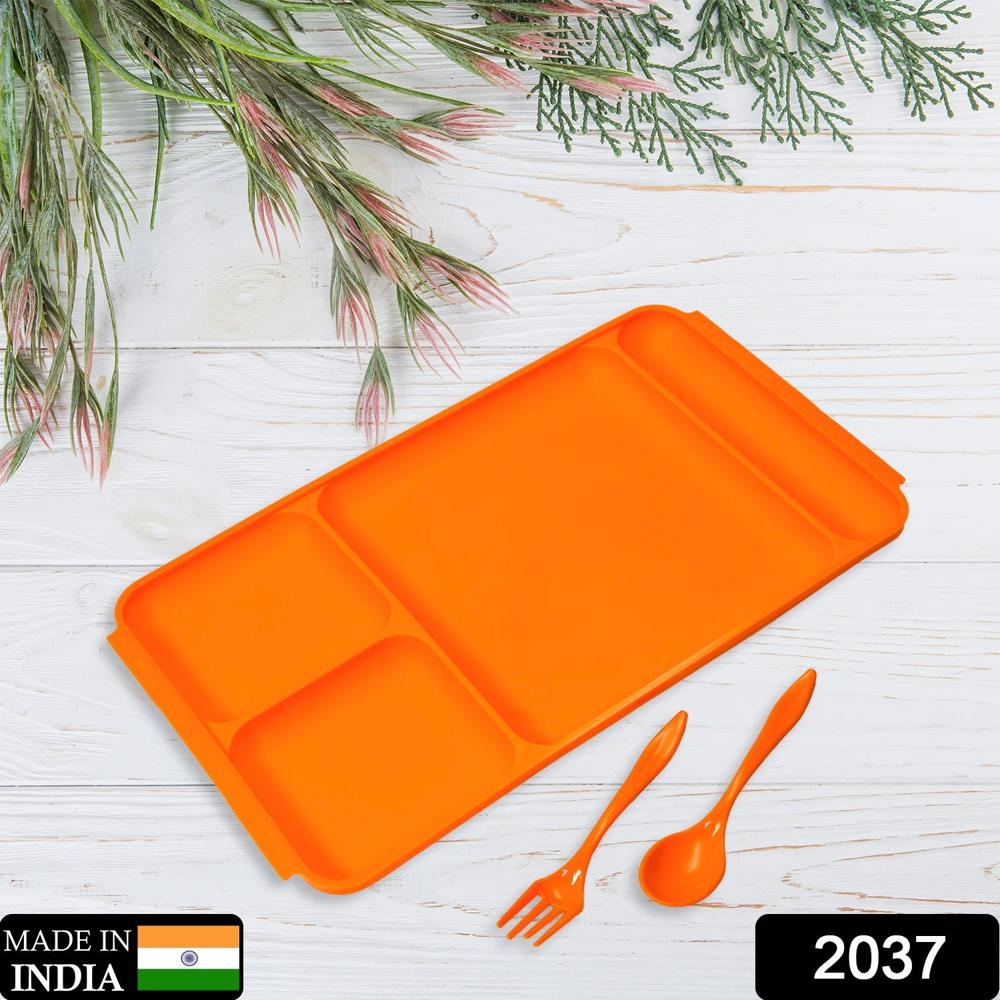 4-compartment Plastic Dish Set With Spoon & Fork Versatile Dinner & Pav Bhaji Plate - Application: As Per Product Requirement