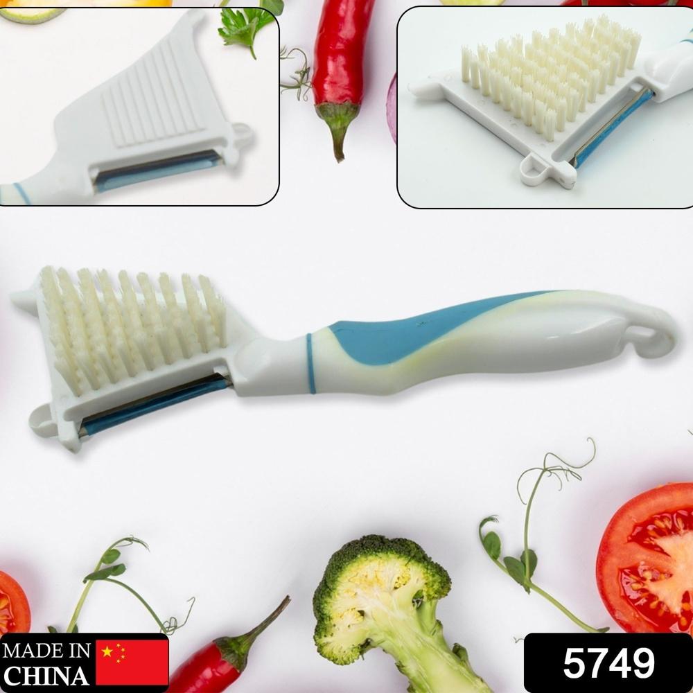 Multipurpose Peeler Brush Stainless Steel Peeler with Cleaning Brush (1 Pc)