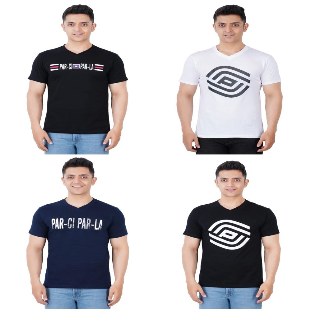 M11700 | Mens Printed V-Neck T-Shirts