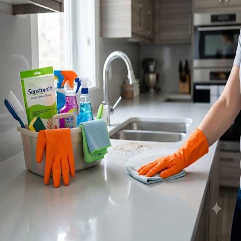 Senstouch Natural Latex Orange House Hold Rubber Gloves