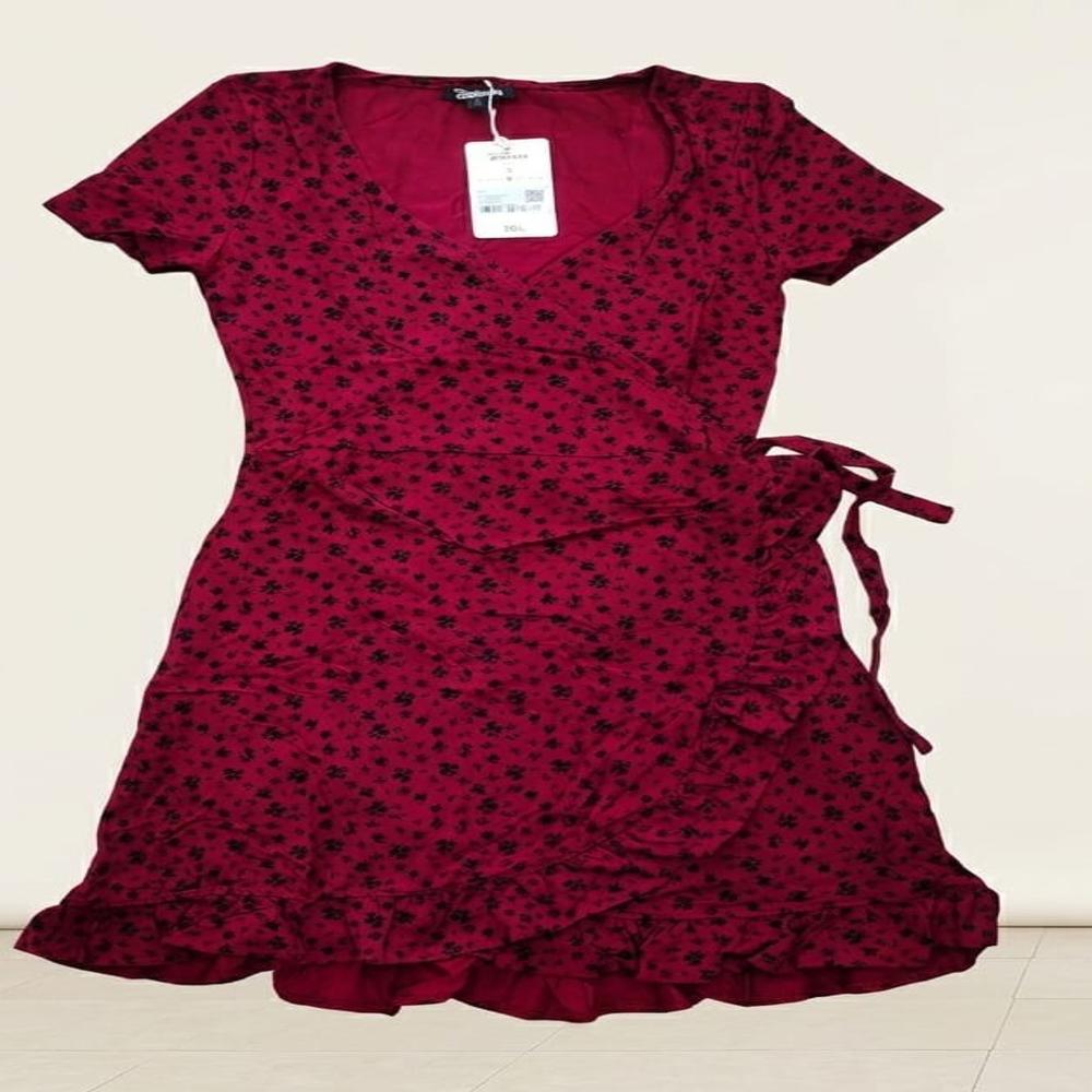 W13666 | JENNYFER Ladies Floral Print Mini Wrap Dress
