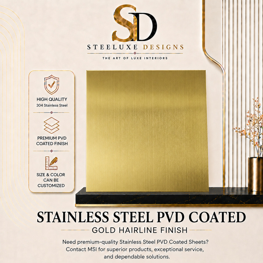 SS PVD Gold Hairline Sheets