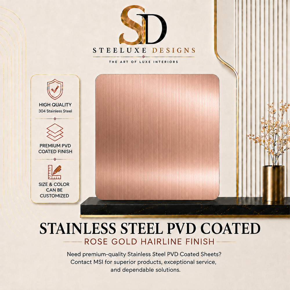 SS PVD Rose Gold Hairline Sheets