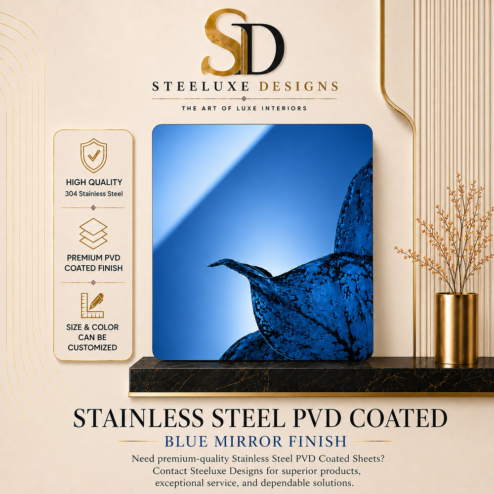 SS PVD Blue Mirror Finish Sheets
