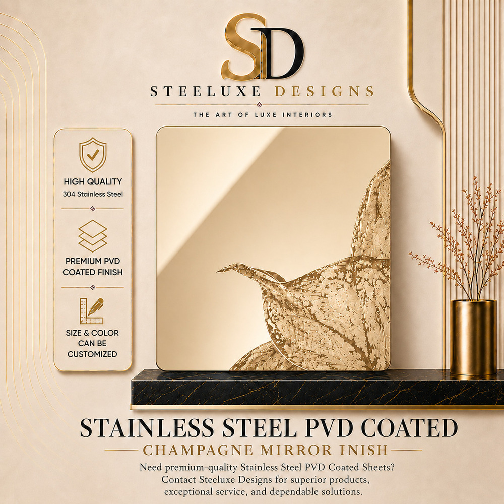 SS PVD Champagne Mirror Finish Sheets