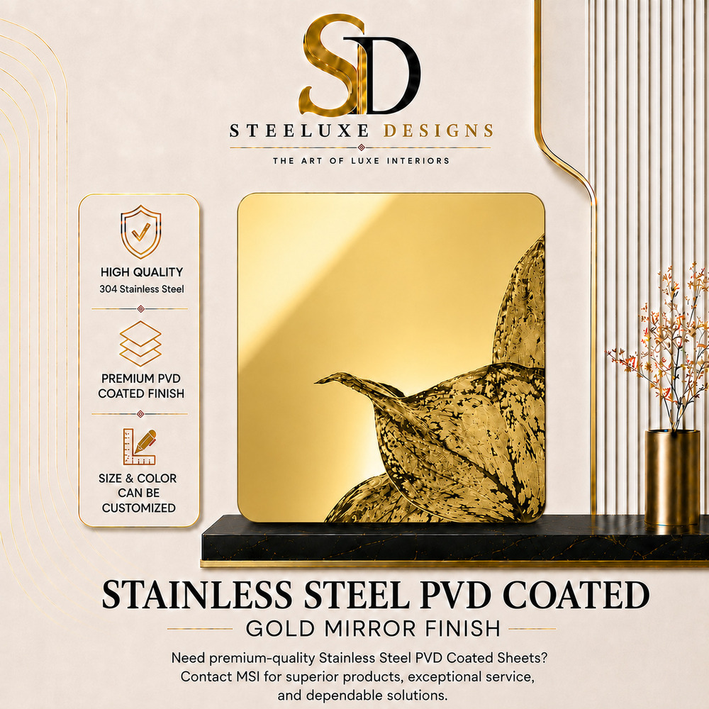 SS PVD Gold Mirror Finish Sheets