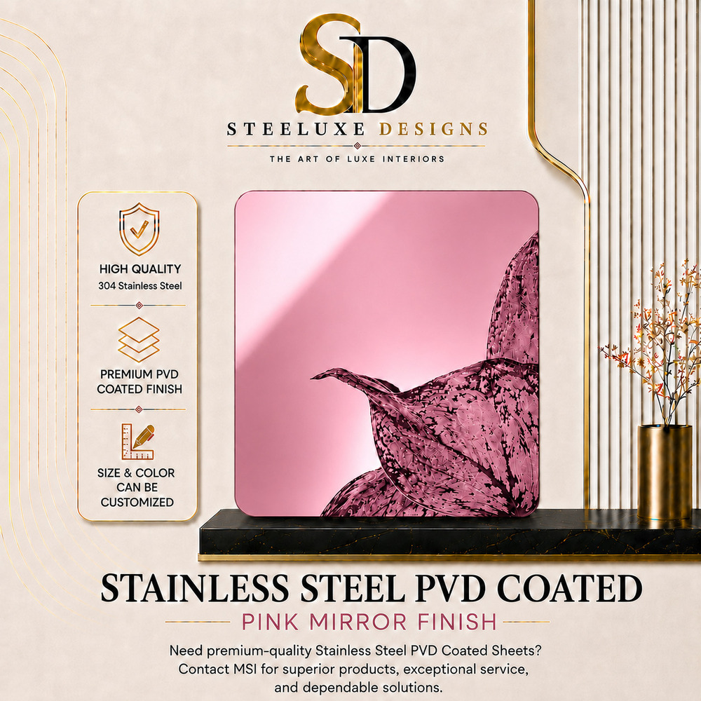 SS PVD Pink Mirror Finish Sheets
