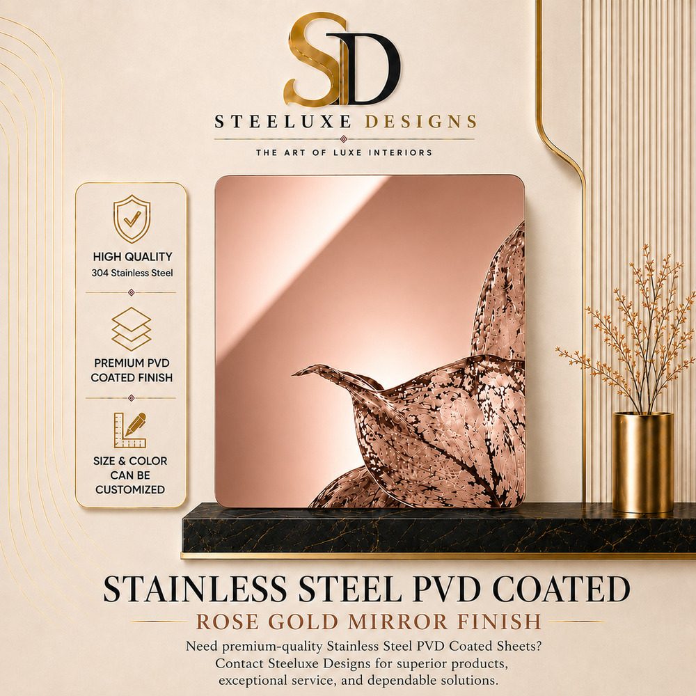SS PVD Rose Gold Mirror Finish Sheets