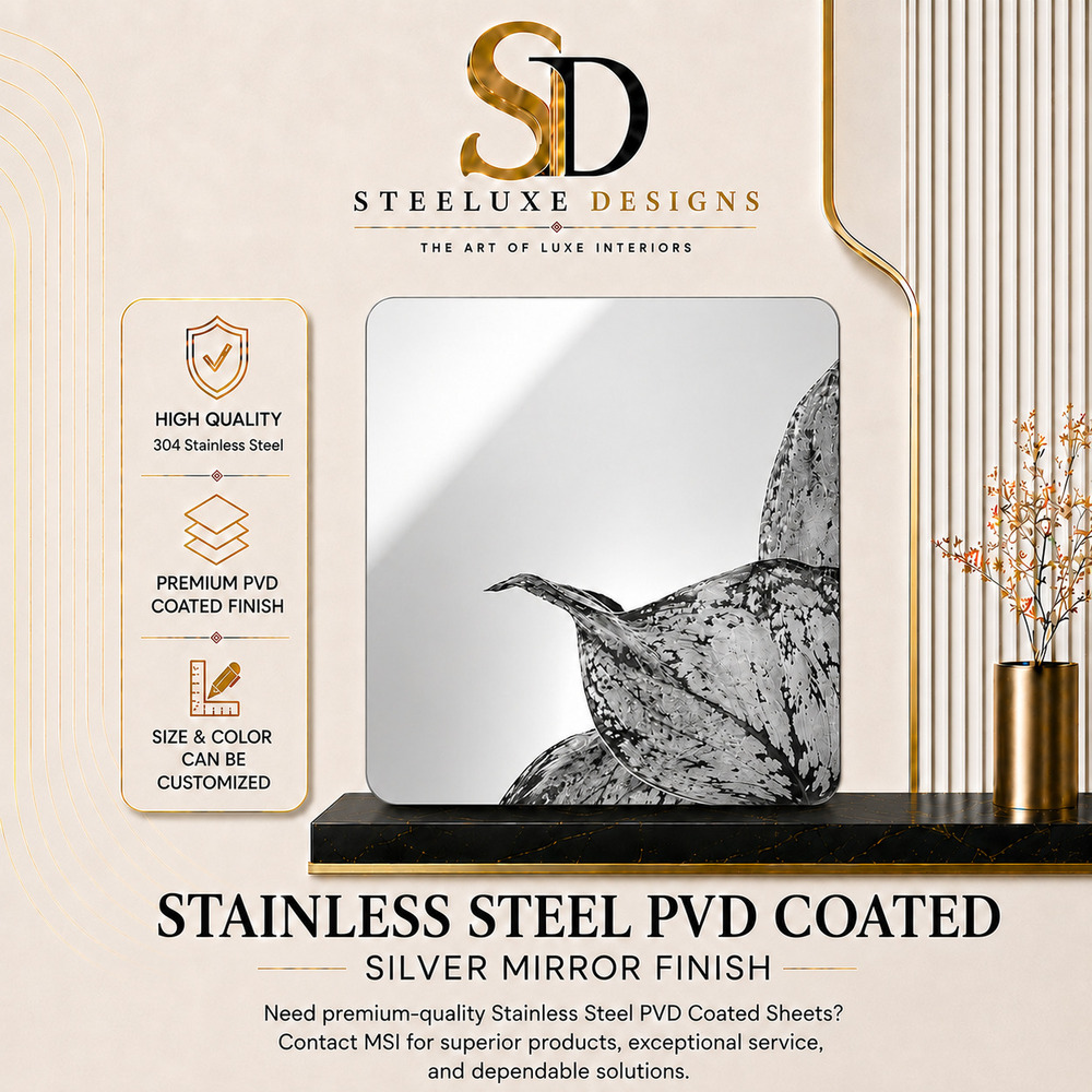 SS PVD Silver Mirror Finish Sheets