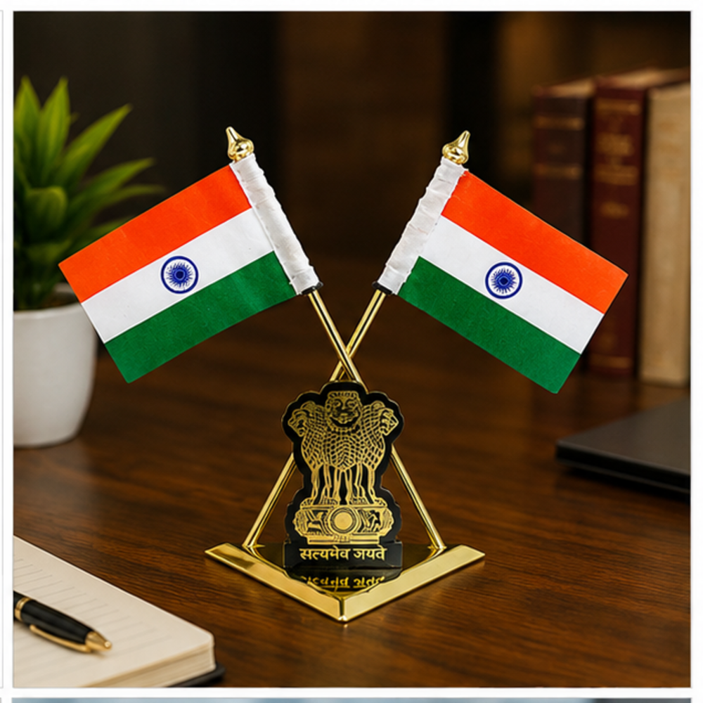 Cross Tabletop Flag - Color: Multicolour