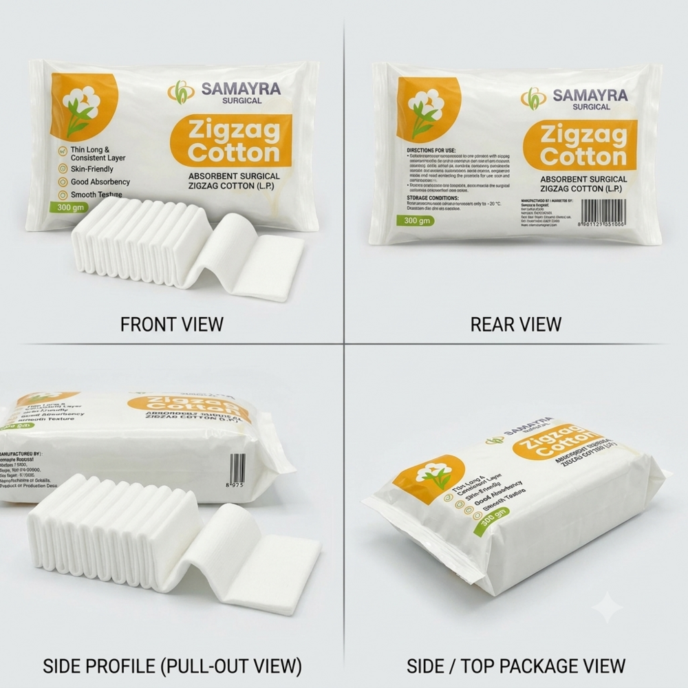 300 GM Absorbent Surgical Zigzag Cotton IP