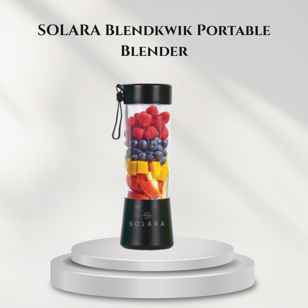 Solara Portable Blender - Stainless Steel & Abs, 350ml, Matte Black | Usb Rechargeable, One-touch, Safety Lock, Dishwasher Safe