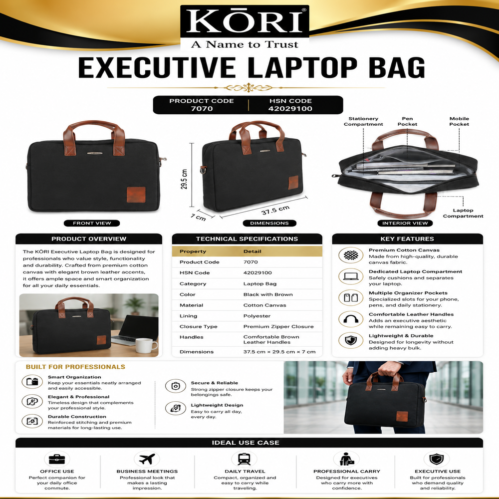 KORI Slim Edge Executive Laptop Bag(7070)