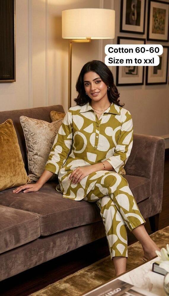 Premium Cotton 60-60 Geometric Abstract Print Casual Co-ord Set
