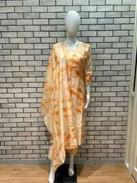Designer Chanderi Silk Batik Print Kurta And Pant Set With Inner Lining