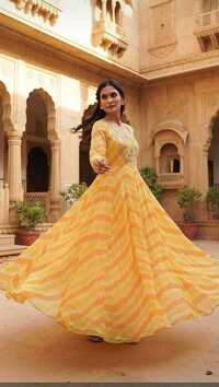 Handcrafted Georgette Festive Gown with Premium Cotton Inner Lining