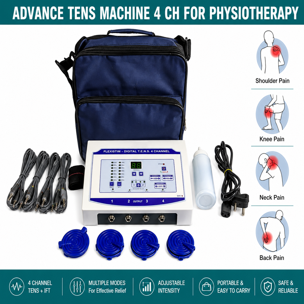 Advance 4 Channel TENS Physiotherapy Machine | Digital Pain Relief Electrotherapy Equipment